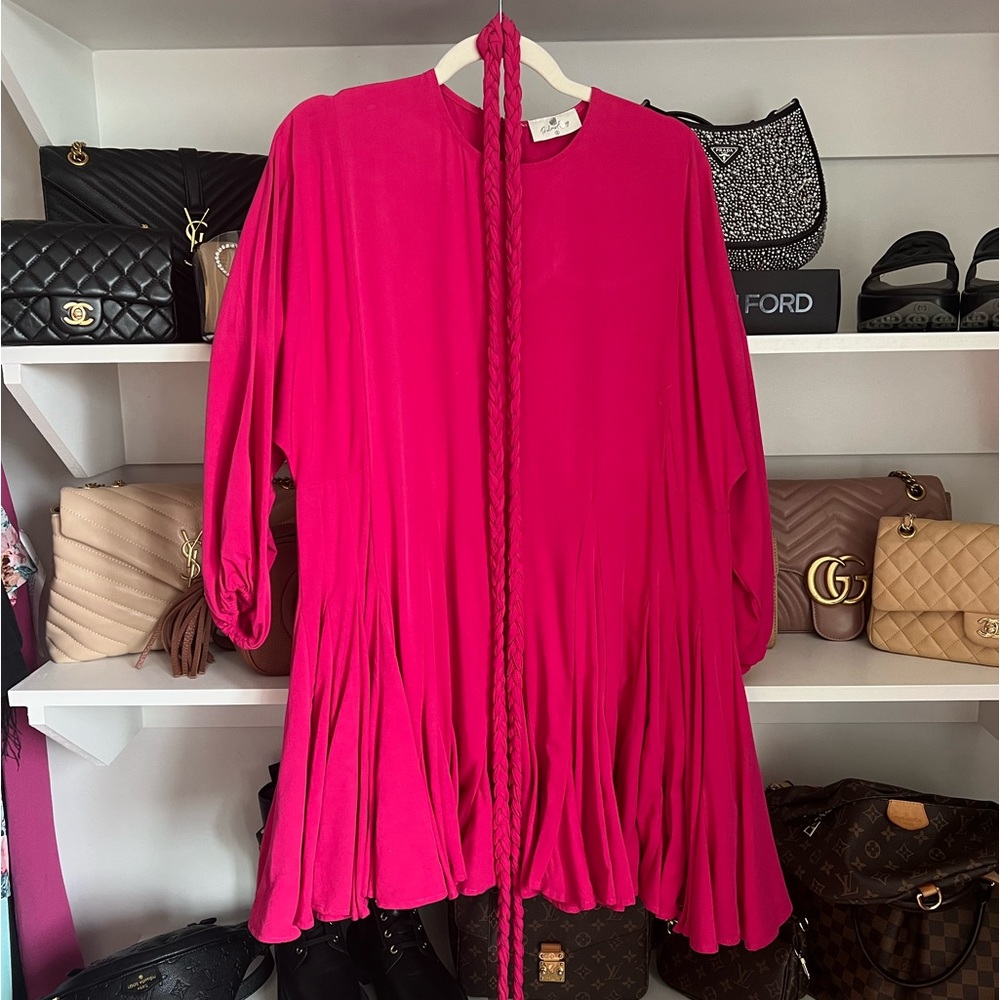 Hot pink rope tie waist dress - never worn